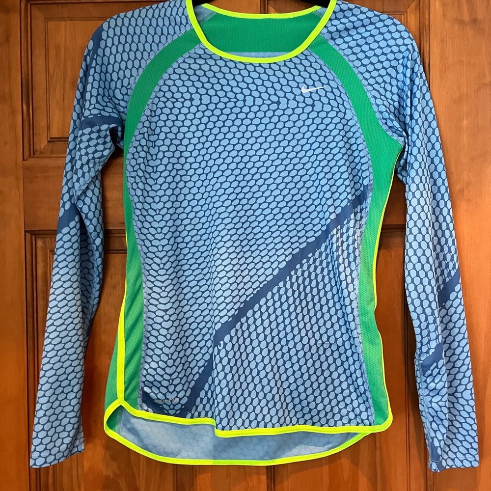 Nike Dri-FIT Blue Shirt with Neon Green Trim
